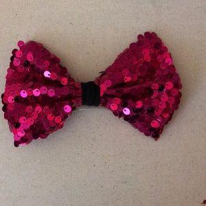 Bright pink sequenced bow